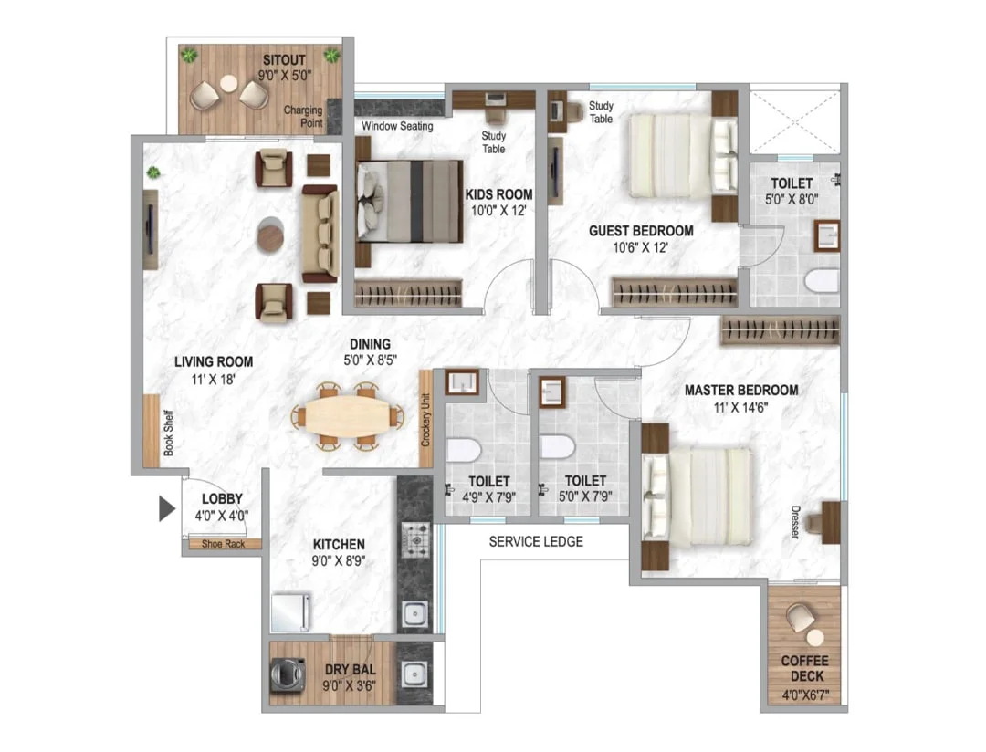 Krisala Luxoverts Tathawade 3 BHK